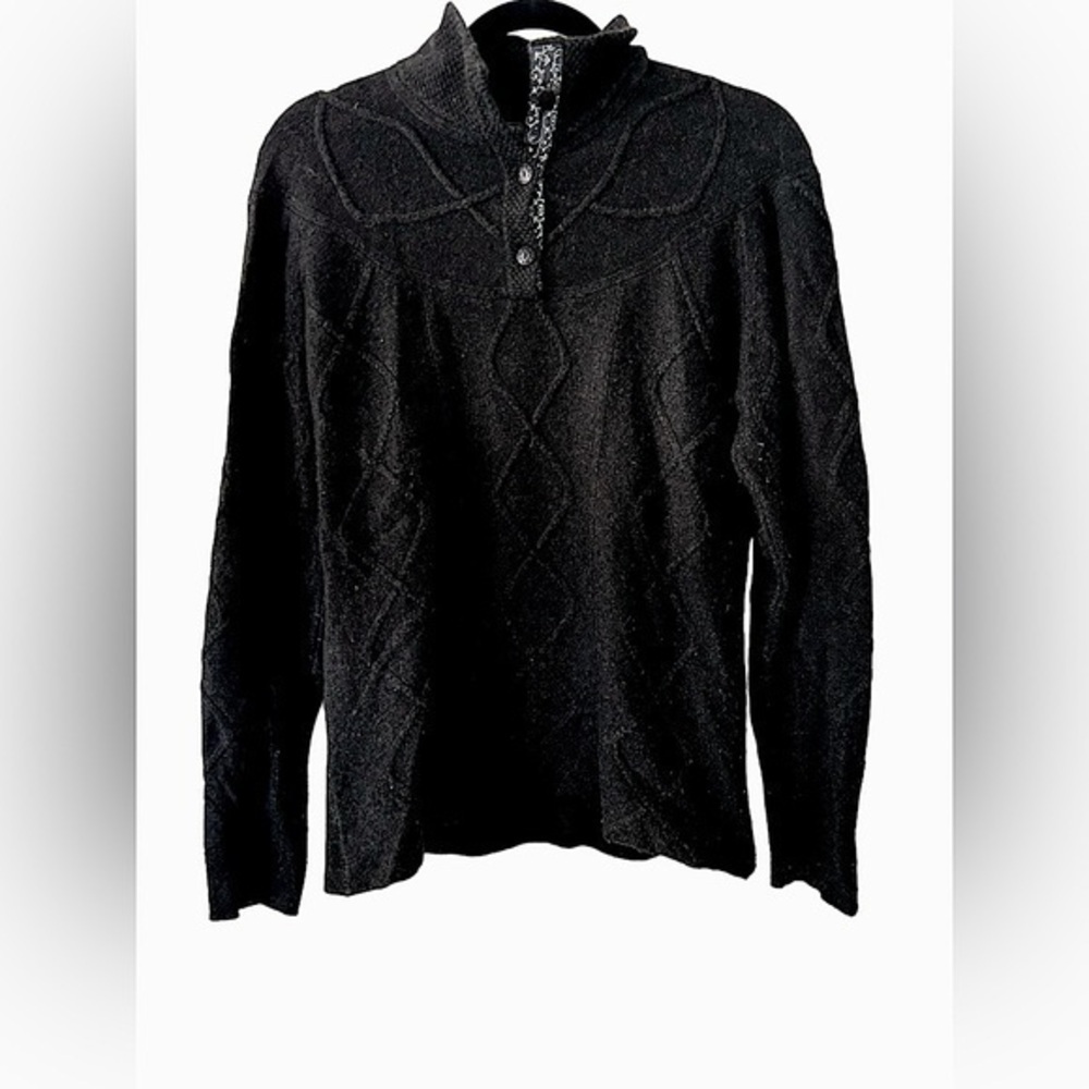 Horny Toad Black Joanna Lambswool Knit Sweater Size Large - Picture 2 of 8